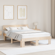vidaXL Sängram med huvudgavel Brun 140 x 200 cm Massiv furu