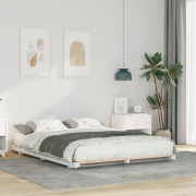 vidaXL Sängram Vit 150 x 200 cm Massiv furu