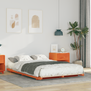 vidaXL Sängram Vaxbrun 140 x 190 cm Massiv furu