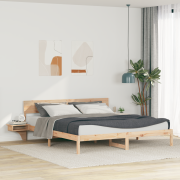 vidaXL Sängram med sängbord Brun 180 x 200 cm Massiv furu