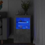 vidaXL Sidoskåp med LED-lampor betonggrå konstruerat trä
