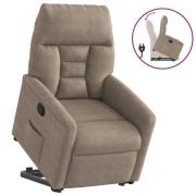 vidaXL Reclinerfåtölj med uppresningshjälp taupe mikrofibertyg