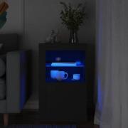vidaXL Sidoskåp med LED-lampor svart konstruerat trä