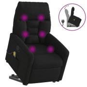 vidaXL Massagefåtölj med uppresningshjälp svart mikrofibertyg