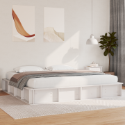 vidaXL Sängram med lagring Vit 200 x 200 cm trä