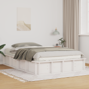 vidaXL Sängram med lagring Vit 120 x 190 cm trä