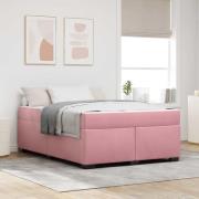 vidaXL Sängram med madrass Rosa 140 x 200 cm tyg