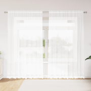 vidaXL Spetsgardin med gardiner Blommor Vit 200 x 220 cm Polyester