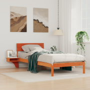 vidaXL Sängram med sängbord Vaxbrun 100 x 200 cm Massiv furu