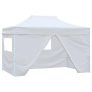 vidaXL Hopfällbart partytält med 4 sidoväggar 280x410x315 cm stål vit