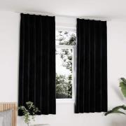 vidaXL Mörkläggningsgardiner 2 st m. krokar sammet svart 140x175 cm