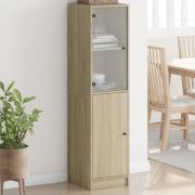 vidaXL Högskåp med glasdörr sonoma-ek 35x37x142 cm