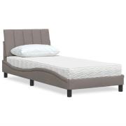 vidaXL Bed with Mattress "Hanko" Taupe 90x200 cm Fabric