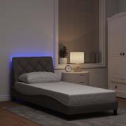 vidaXL Bed Frame with LED without Mattress Taupe 90x200 cm Fabric