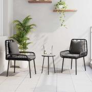 vidaXL Trädgårdsmöbelset 3 pcs Svart, Antracit Poly rattan, stål