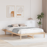 vidaXL Sängram med sängbord Brun 140 x 200 cm Brun