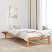 vidaXL Sängram med sängbord Brun 100 x 200 cm Vaxbrun