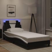 vidaXL Sängram med LED-belysning svart och vit 90x190 cm konstläder