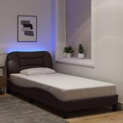 vidaXL Bed Frame with LED without Mattress "Hvar" Dark Brown 80x200 cm...