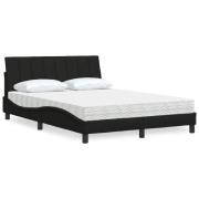 vidaXL Säng med madrass svart 140x190 cm tyg