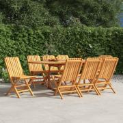 vidaXL Hopfällbara trädgårdsstolar 8 st 47x47x89 cm massiv teak
