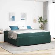 vidaXL Sängram med madrass Mörkgrön 200 x 200 cm tyg