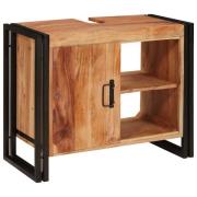 vidaXL Badrumshandfatskå 71 x 33 x 58 cm Massivt Akaciaträ, Järn
