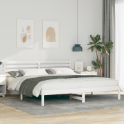 vidaXL Sängram med huvudgavel Vit 180 x 200 cm Massiv furu