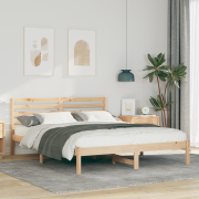 vidaXL Sängram med huvudgavel Brun 150 x 200 cm Massiv furu