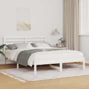 vidaXL Sängram med huvudgavel Vit 120 x 190 cm Massiv furu