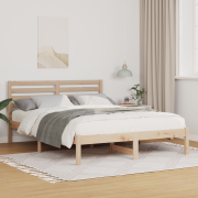 vidaXL Sängram med huvudgavel Brun 135 x 190 cm Massiv furu