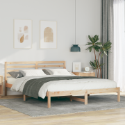 vidaXL Sängram med huvudgavel Brun 160 x 210 cm Massiv furu
