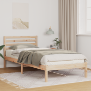 vidaXL Sängram med huvudgavel Brun 100 x 220 cm Massiv furu