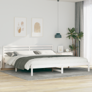 vidaXL Sängram med huvudgavel Vit 180 x 220 cm Massiv furu