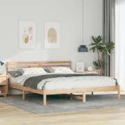 vidaXL Sängram med huvudgavel Brun 200 x 200 cm Furu