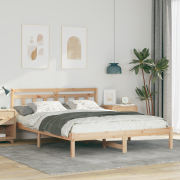 vidaXL Sängram med huvudgavel Brun 140 x 200 cm Massiv furu