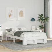 vidaXL Sängram med huvudgavel Vit 140 x 190 cm Massiv furu