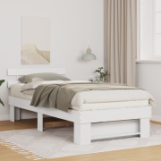 vidaXL Sängram med huvudgavel Vit 80 x 200 cm Massiv furu