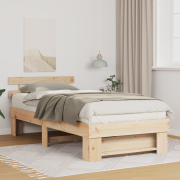 vidaXL Sängram med huvudgavel Brun 75 x 190 cm Massiv furu