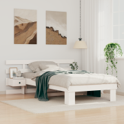vidaXL Sängram med låda med huvudgavel Vit 100 x 200 cm Massiv furu