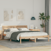 vidaXL Sängram med LED -remsljus med huvudgavel Brun 150 x 200 cm Mass...