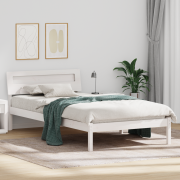 vidaXL Sängram med LED -remsljus med huvudgavel Vit 80 x 200 cm Massiv...