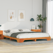 vidaXL Sängram med lagring Brun 180 x 220 cm Massiv furu