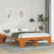 vidaXL Sängram med lagring Brun 150 x 200 cm Massiv furu