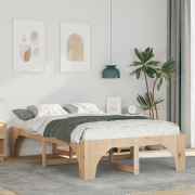 vidaXL Sängram med lagring Brun 135 x 190 cm Furu