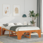 vidaXL Sängram med lagring Brun 120 x 190 cm Massiv furu