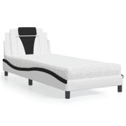 vidaXL Bed "Viana" with Mattress White and Black 80x200 cm Faux Leathe...
