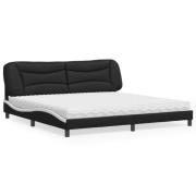 vidaXL Säng med madrass svart och vit 200x200 cm konstläder