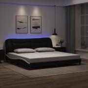 vidaXL Bed Frame with LED without Mattress "Hvar" Black and White 200x...