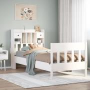 vidaXL Sängram utan madrass vit 90x200 cm massiv furu